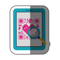 Qr code and tablet icon. Scan technology information price and digital theme. Isolated design. Vector illustration