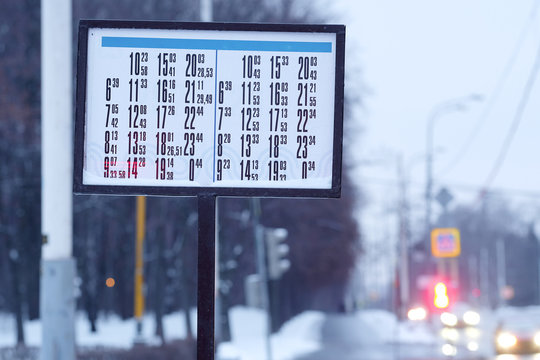 Close up bus timetable