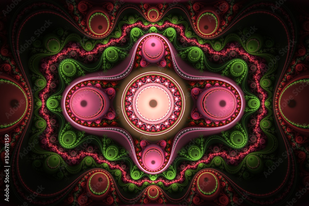 Poster abstract bright multicolored fractal computer generated image