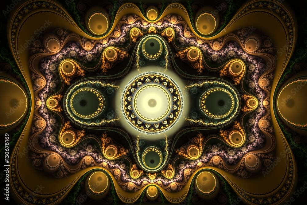 Poster abstract bright multicolored fractal computer generated image