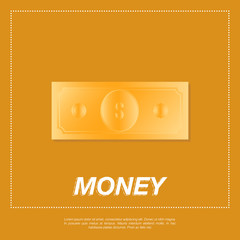 Golden dollar on orange background.