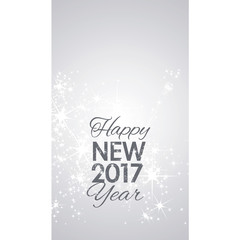Happy New 2017 Year firework white grey vector