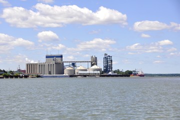 grain silos at the Saint Lawrence harbor in Sorel-Tracy, Quebec Canada  © skyf