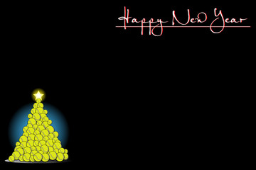 Background with Christmas tree of soccer balls