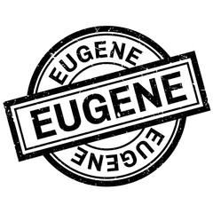 Eugene rubber stamp. Grunge design with dust scratches. Effects can be easily removed for a clean, crisp look. Color is easily changed.