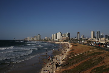 People on Tel Aviv beach
