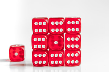 concept luck - dice gambling on white background