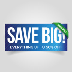 Save big - sale web banner red vector