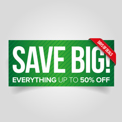 Save big - sale web banner red vector
