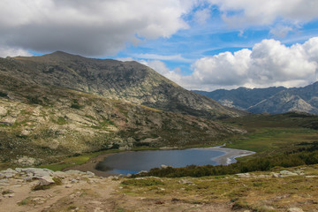 Fototapeta na wymiar The Nino Lake, GR20 trail, Corse, France.