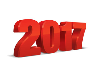 2017 red text 3d. for calendar background isolated on white. Vector, eps
