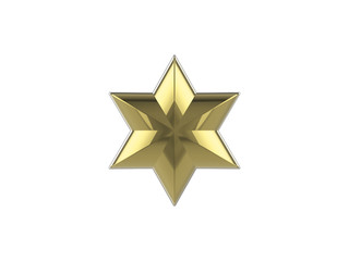 3D illustration golden star on a white background