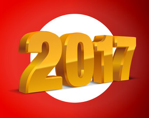 2017 golden-yellow text 3d. for calendar background isolated on white. Vector, eps