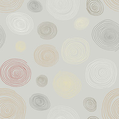 Stylized wooden spirals, hand drawn seamless pattern for interior design, wallpapers and ceramic tiles. Vector illustration