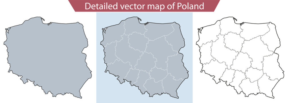 Fototapeta Szczegółowa wektorowa mapa Polski