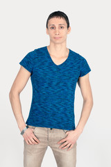 Obraz premium Handsome man doing different expressions in different sets of clothes: love