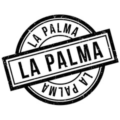 La Palma rubber stamp. Grunge design with dust scratches. Effects can be easily removed for a clean, crisp look. Color is easily changed.