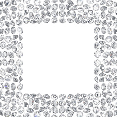 3D illustration Group of diamonds square frame on a white background