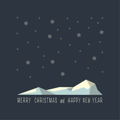 Fototapeta premium The cover design . Depicts an iceberg and snowflakes at night. Under the iceberg phrase Merry Christmas and a Happy New year.