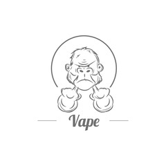 Gorilla or King Kong Vapor Logo Template. Isolated on white background.