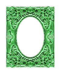 Antique picture green frame isolated on white background, clippi