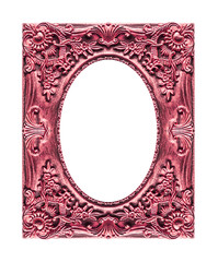 Antique picture red frame isolated on white background, clipping