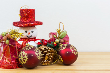 Christmas decoration on wood board.