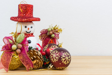 Christmas decoration on wood board.