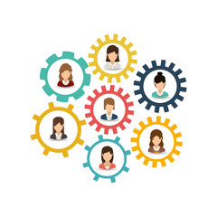 Gear and businessperson icon. Teamwork people corporate and workforce theme. Isolated design. Vector illustration