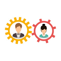 Gear and businessperson icon. Teamwork people corporate and workforce theme. Isolated design. Vector illustration