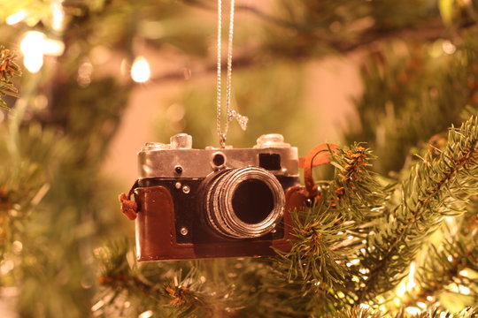 Vintage camera Christmas ornament 