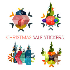 Paper New Year and Christmas labels, stickers