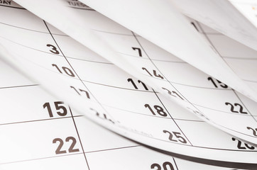 Close up a calendar page