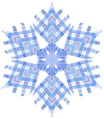 Watercolor snowflake on white background.