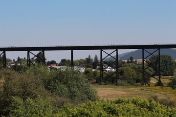 Fototapeta na wymiar Railroad Bridge Over Tekoa, Washington