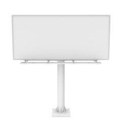 Obraz premium Rendering of one large white blank steel roadside billboard with no ads