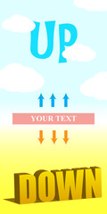 vector illustration of words up and down with background