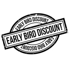 Early Bird Discount rubber stamp. Grunge design with dust scratches. Effects can be easily removed for a clean, crisp look. Color is easily changed.