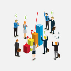 Business people happy with growth chart bar