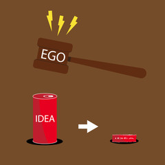 vector illustration of ego can destroy the idea