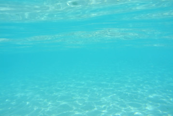Fototapeta na wymiar Abstract blur underwater with light background, Maldives.