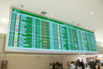the flight schedule in the airport.
