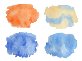 Watercolor spots orange, blue, yellow.  - 130697553