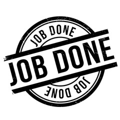 Job done stamp. Grunge design with dust scratches. Effects can be easily removed for a clean, crisp look. Color is easily changed.
