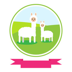 vector illustration of cute alpaca