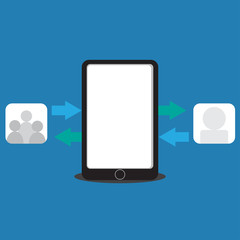 vector illustration of information exchange from people to social