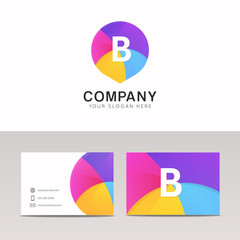 Fun abstract colorful logo B letter flat kinds icon sign vector