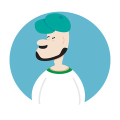 vector illustration of old man with cap and white shirt