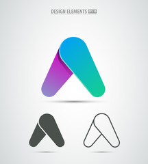 Letter A icon logo design template elements isolated on white. Clean and modern icon set. Application icon. Corporate identity elements