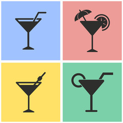 Cocktail icon set.
